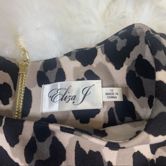 NEW Eliza J Leopard Print Ponte Fit & Flare Dress - Picture 5 of 12